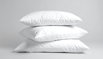 Three White Pillows Stacked.