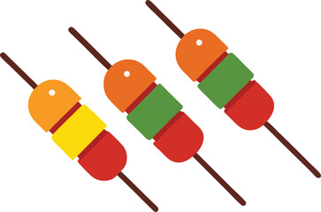 Simple Skewers Tasty Grilled Snack Food Design Vector illustration