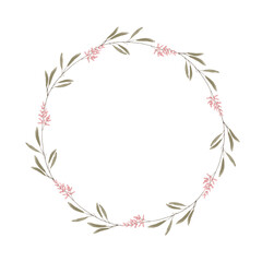 Simple Watercolor Wreath, Botanical Clipart, Pink branches art