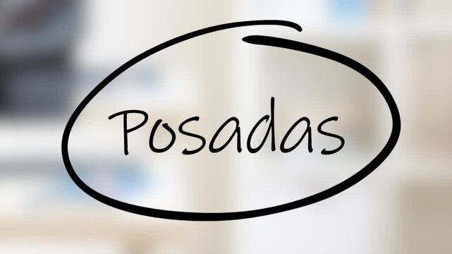 Posadas Handwriting using black marker on glass