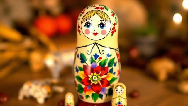 Colorful Matryoshka Dolls - A Traditional Russian Craft and Cultural Symbol.