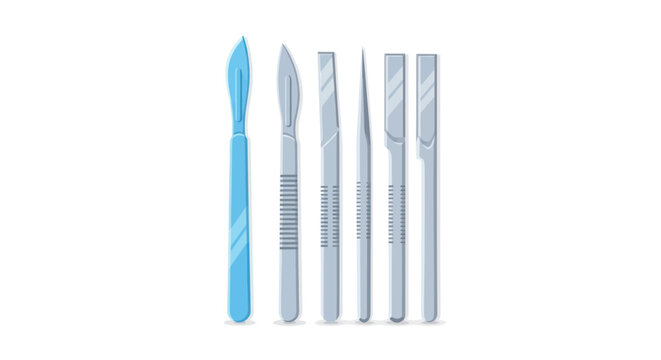 Collection of sterile surgical scalpels and dissection tools.