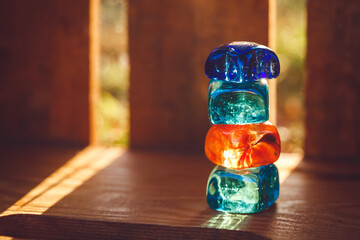 transparent cubes of different colors