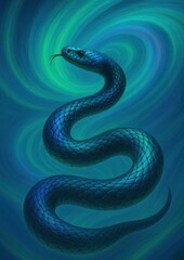 Fototapeta premium Mystical serpent in cosmic swirl.