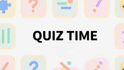 Minimalist typography design “QUIZ TIME” on colorful background