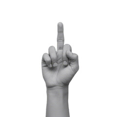 middle finger gesture isolated on white