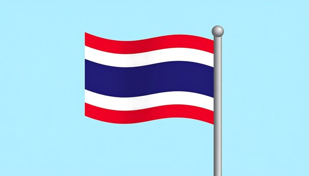 Thailand Flag Image, National Symbol, Waving Banner.