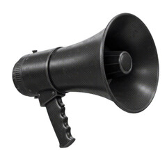 megaphone isolated on white background, symbolizing marketing, announcement, and communication in retro pop art style