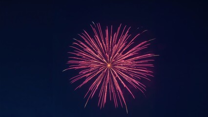 Fototapeta premium Bright pink firework burst against dark night sky for celebration events, festivals, parties, independence day, and new year backgrounds