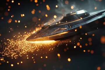 Obraz premium Belt sander shaping glowing piece of metal