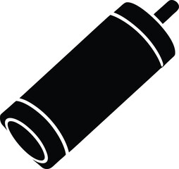 Sleek Black Cylinder Icon: Isometric Vector Depiction of a Smooth, Rounded Tube on Transparent Backdrop, Ideal for Industrial, Technical, or Minimalist Designs with a Modern Aesthetic