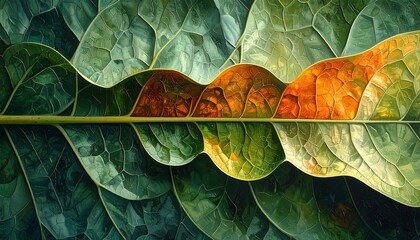 Closeup Vibrant Leaf Detail.