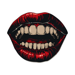 A red mouth with a white tongue and teeth for clipart collage