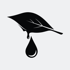 Silhouette leaf with a drop of water design vector illustration