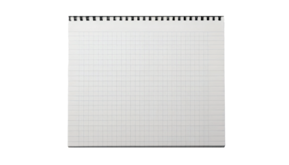 White Spiral-Bound Grid Notebook Page For Planning, Sketching, Design And Creative Work.
