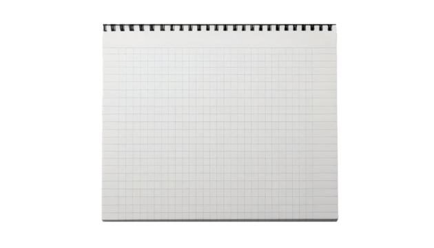 White Spiral-Bound Grid Notebook Page For Planning, Sketching, Design And Creative Work.