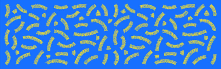 Seamless Blue Background with Yellow Abstract Grainy hand drawn doodle Curved Lines Pattern. Seamless background 