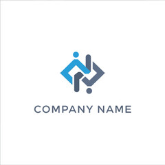 Abstract logo design featuring interconnected shapes, representing a company's identity and branding.