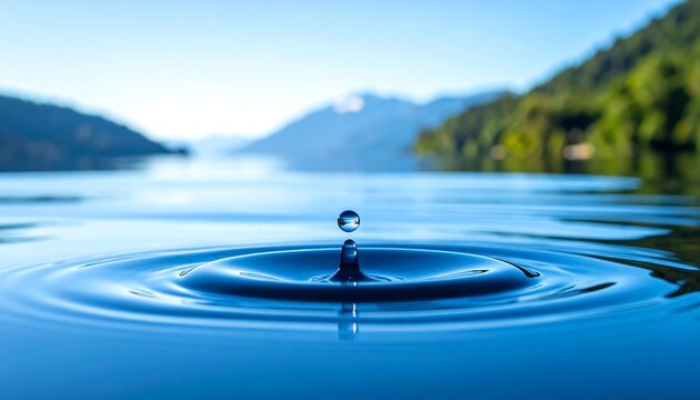 Water Drop Impact on Calm Lake Surface.
