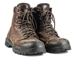 Used Hiking Boots, Outdoor Gear, Worn Leather.