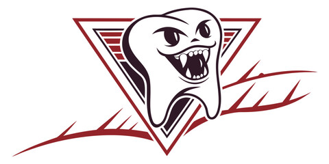 Vampire Fang Logo Spooky Halloween Vector Emblem