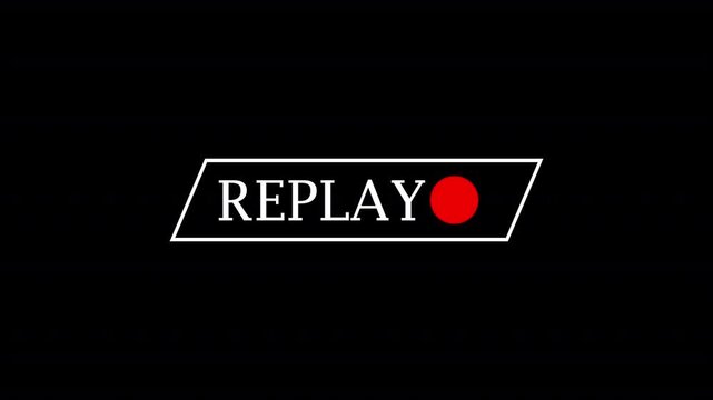 Replay button animation with black background, Replay icon Animation video for Live Streamers, action replay Animation icon and button with black background with alpha chanel 