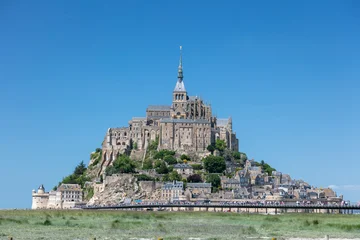 View of the beautiful cathedral Le Mont Saint-Michel in Normandy, France © marcinmaslowski