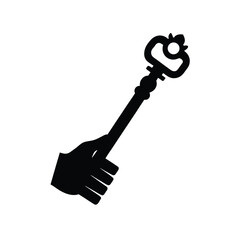  an Antique Key Held in a Hand on White Background Vector Illustration