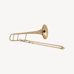 Obraz premium Golden brass trombone instrument.