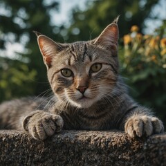 Obraz premium cat on a fence