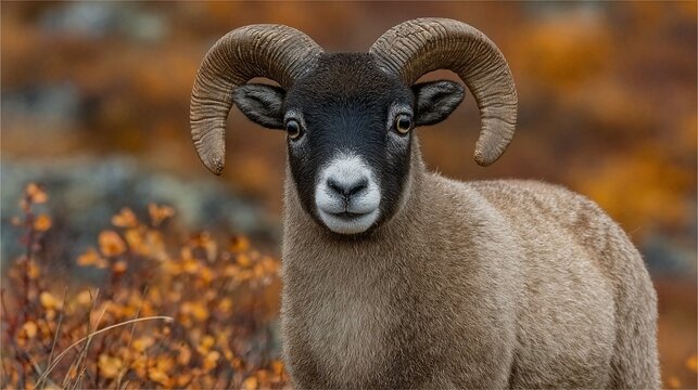 A captivating portrait of a majestic mouflon ram in its natural habitat environment landscape