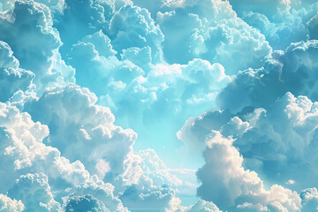 Clouds forming a seamless pattern in a clear blue sky
