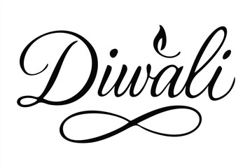 Elegant Diwali Calligraphy with Flame  Vector EPS