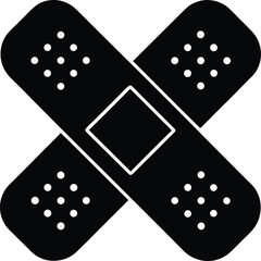 Crossed Bandages Healthcare Aid: First Aid Plasters, Medical Patch, Injury Treatment, Wound Care, Antibacterial Protection Illustration on Transparent Background