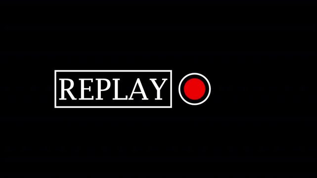 Replay button animation with black background, Replay icon Animation video for Live Streamers, action replay Animation icon and button with black background with alpha chanel 