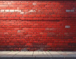 Red Brick Wall Urban Street Scene.