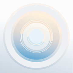 Futuristic circular interface element with glowing rings and soft blue and orange gradients. A conceptual representation of digital waves or energy