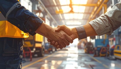 Business Partnership Handshake in Factory.