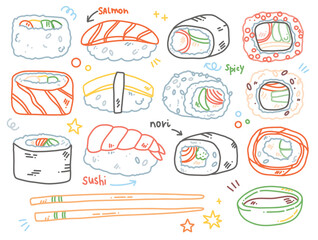 vector sushi set
