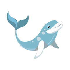 Dolphin jumping out of water on white background