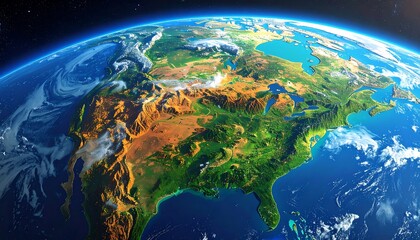 North America Earth View Detailed.