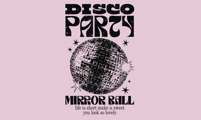 Mirror ball vector artwork. Visit disco planet. Sparkle party ball.