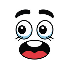 Cartoon Facial Expression Doodle Art on White Background