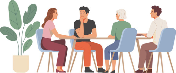 Diverse Group Meeting Around Table Chatting