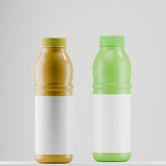 Double Plastic Juice/Smoothie Bottle Mockup
