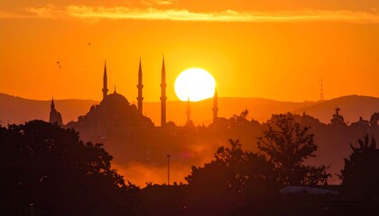 Sunrise over Istanbul Mosques.