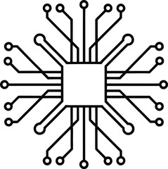 Circuit Board Icon Tech Connection CPU Processing Unit Central Processor Technology Digital Data Flow Isolated