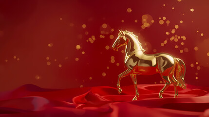 Golden horse banner for Chinese New Year celebrations