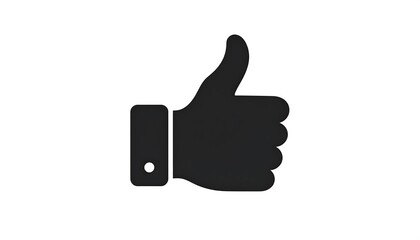 A solid black hand shows a thumbs-up gesture on a plain white background, conveying approval