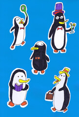 Penguin Stickers. Children's Applique